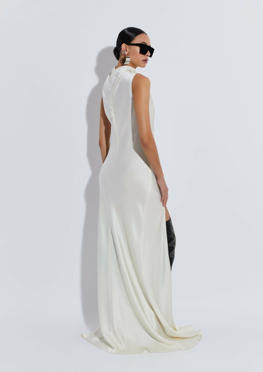 Bridal|Dresses LAPOINTE | Satin Drape Neck Sleeveless Gown Cream