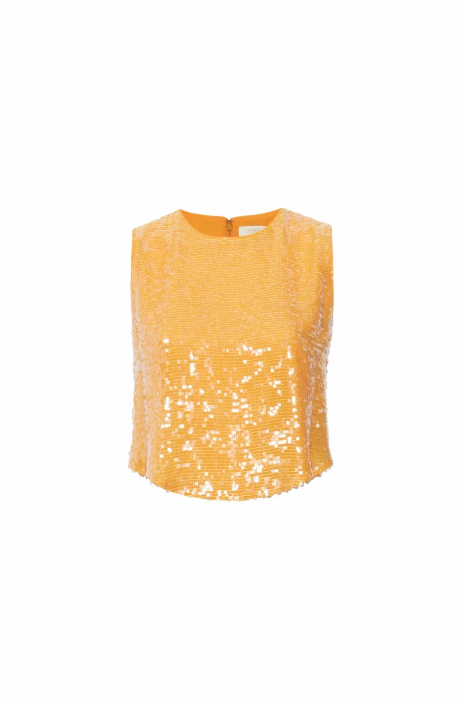 Tops LAPOINTE | Sequin Cropped Round Hem Tank Burnt Orange