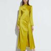 Dresses LAPOINTE | Satin Bias Tab Dress With Slit Moss