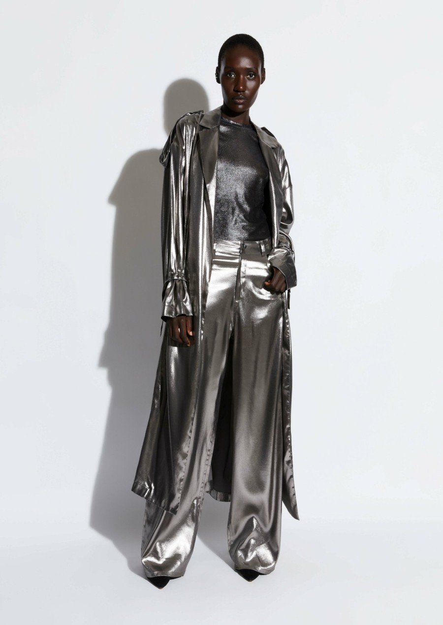 Outerwear LAPOINTE | Metallic Silk Trench Gunmetal