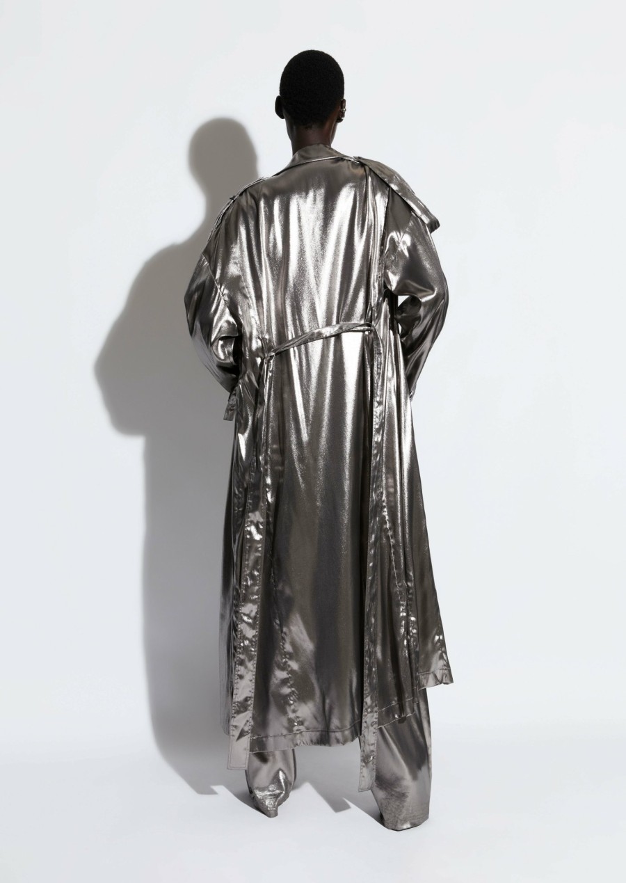 Outerwear LAPOINTE | Metallic Silk Trench Gunmetal