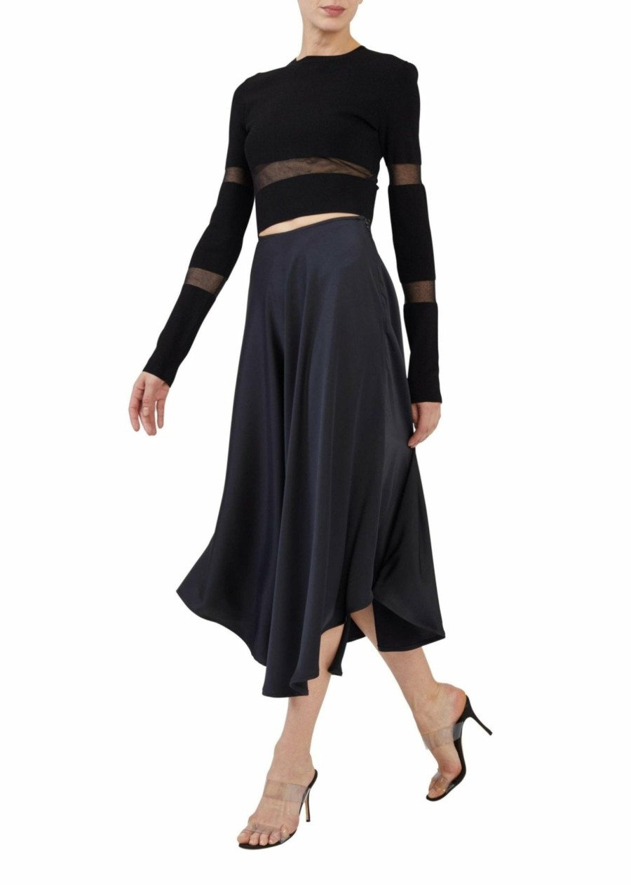 Bottoms LAPOINTE | Satin Handkerchief Skirt Black