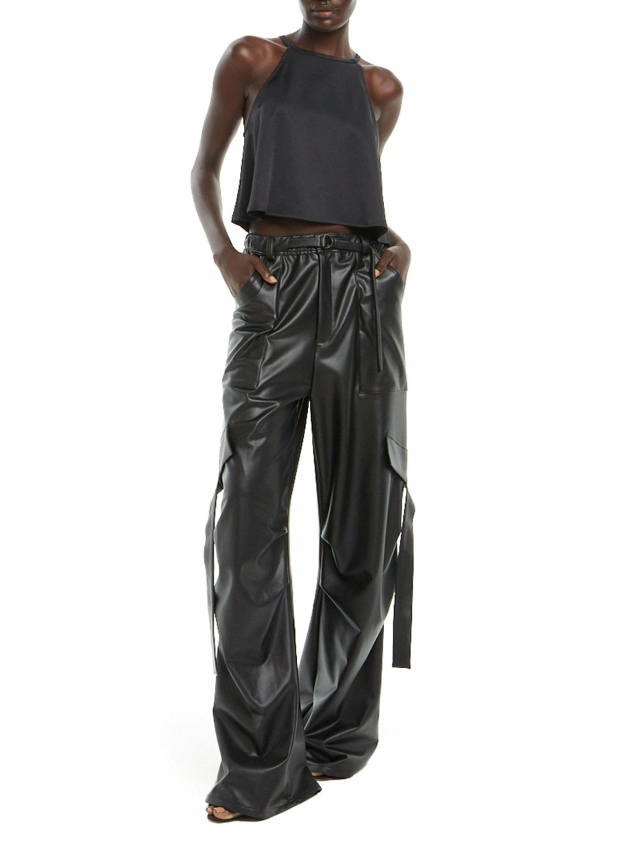 Bottoms LAPOINTE | Faux Leather Utility Pant Black