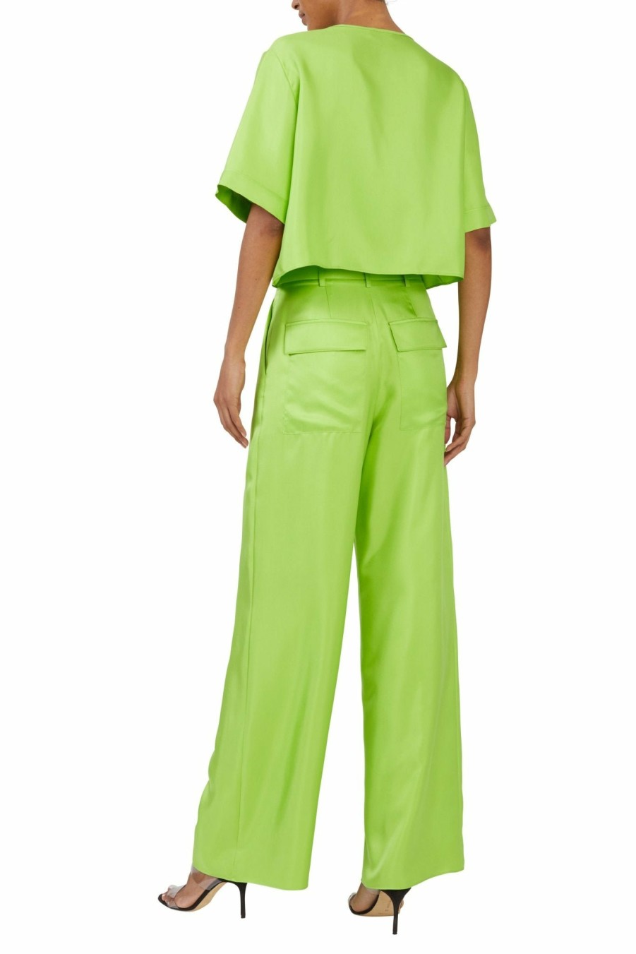 Tops LAPOINTE | Silky Twill Cropped Tee Neon Green