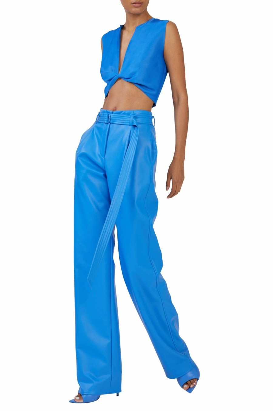 Bottoms LAPOINTE | Stretch Faux Leather Belted Pant Astral