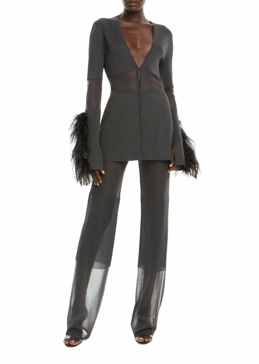 Jackets|Feathers LAPOINTE | Sheer Viscose Feather Blazer Charcoal