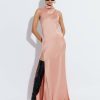 Dresses LAPOINTE | Satin Drape Neck Sleeveless Gown Dune