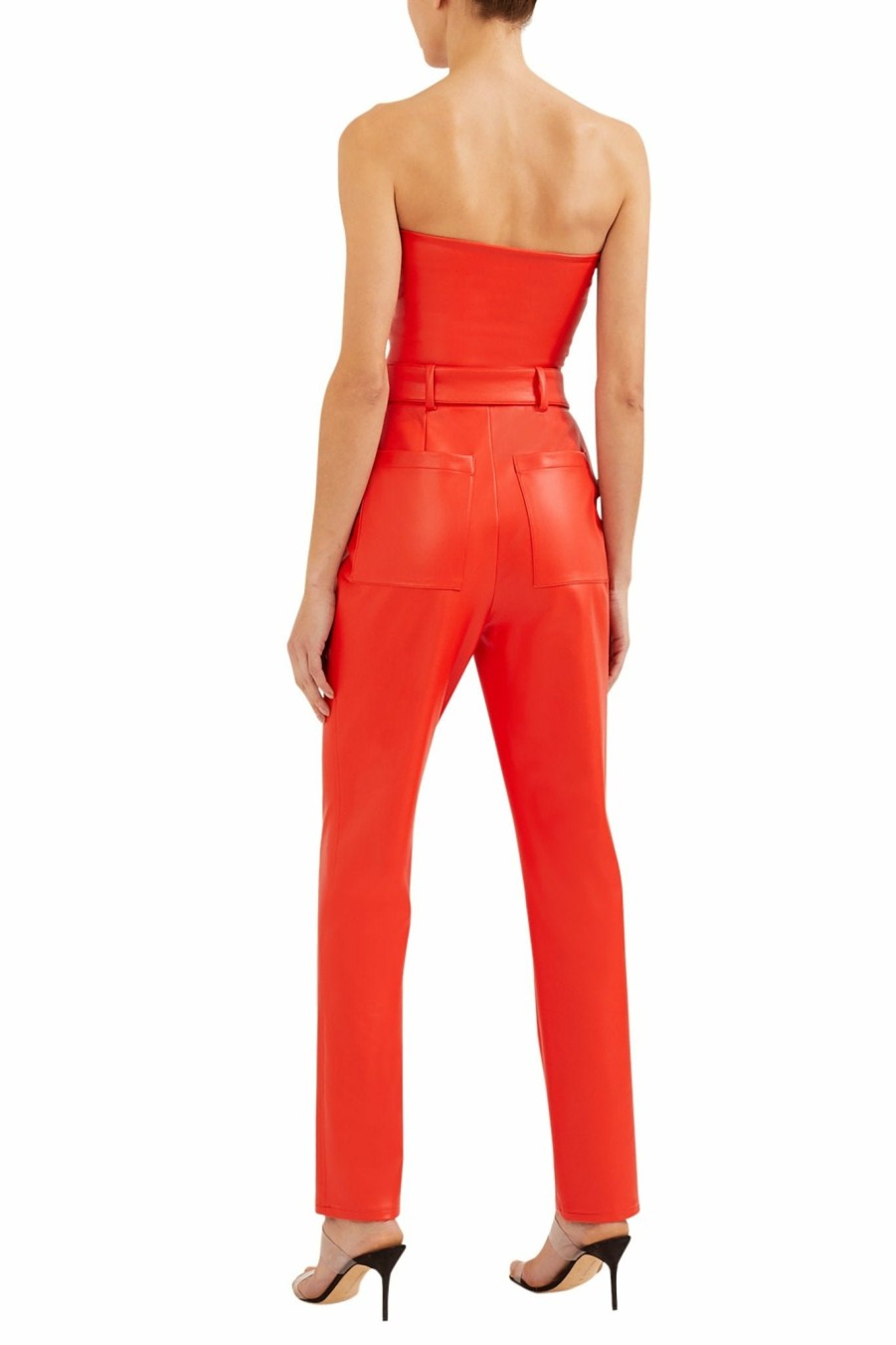 Bottoms LAPOINTE | Faux Leather High Waisted Belted Jean Poppy