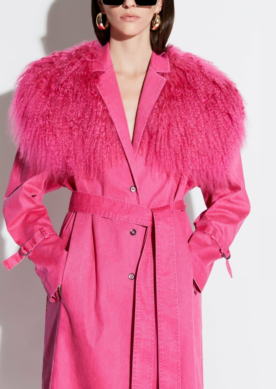 Outerwear LAPOINTE | Denim Relaxed Trench With Shearling Magenta