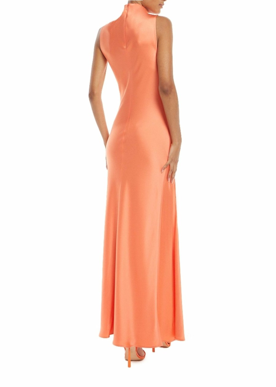 Dresses LAPOINTE | Satin Drape Neck Sleeveless Dress Coral