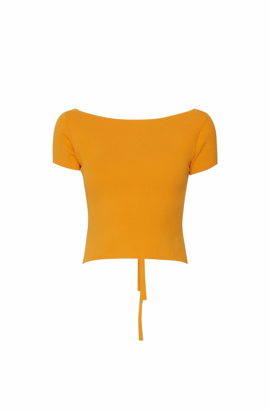 Tops LAPOINTE | Boat Neck Tie Back Top Burnt Orange