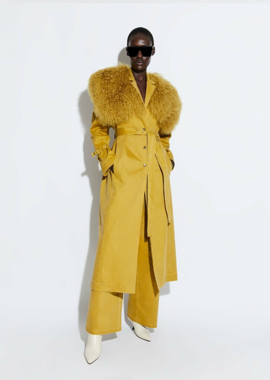 Outerwear LAPOINTE | Denim Relaxed Trench With Shearling Moss