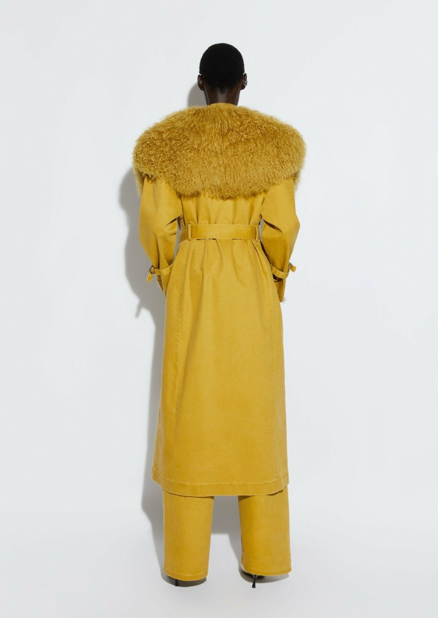 Outerwear LAPOINTE | Denim Relaxed Trench With Shearling Moss