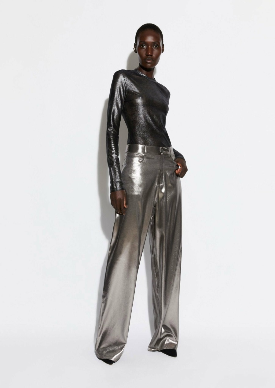 Tops LAPOINTE | Metallic Mesh Fitted Top Gunmetal