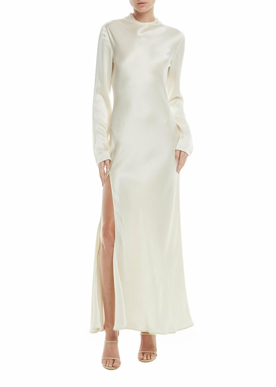 Bridal|Dresses LAPOINTE | Satin Bias Dress With Slit Cream