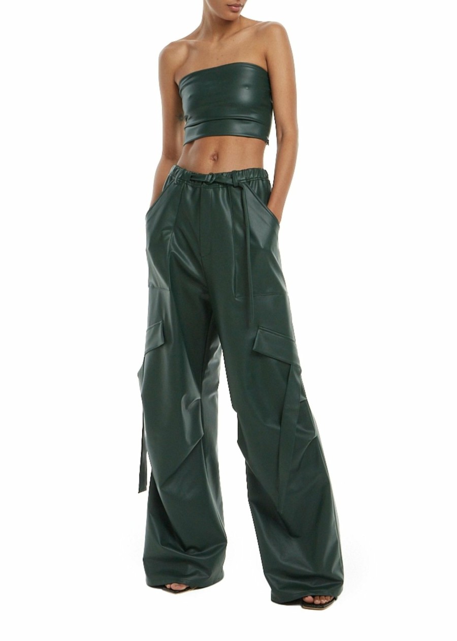 Bottoms LAPOINTE | Faux Leather Utility Pant Forest