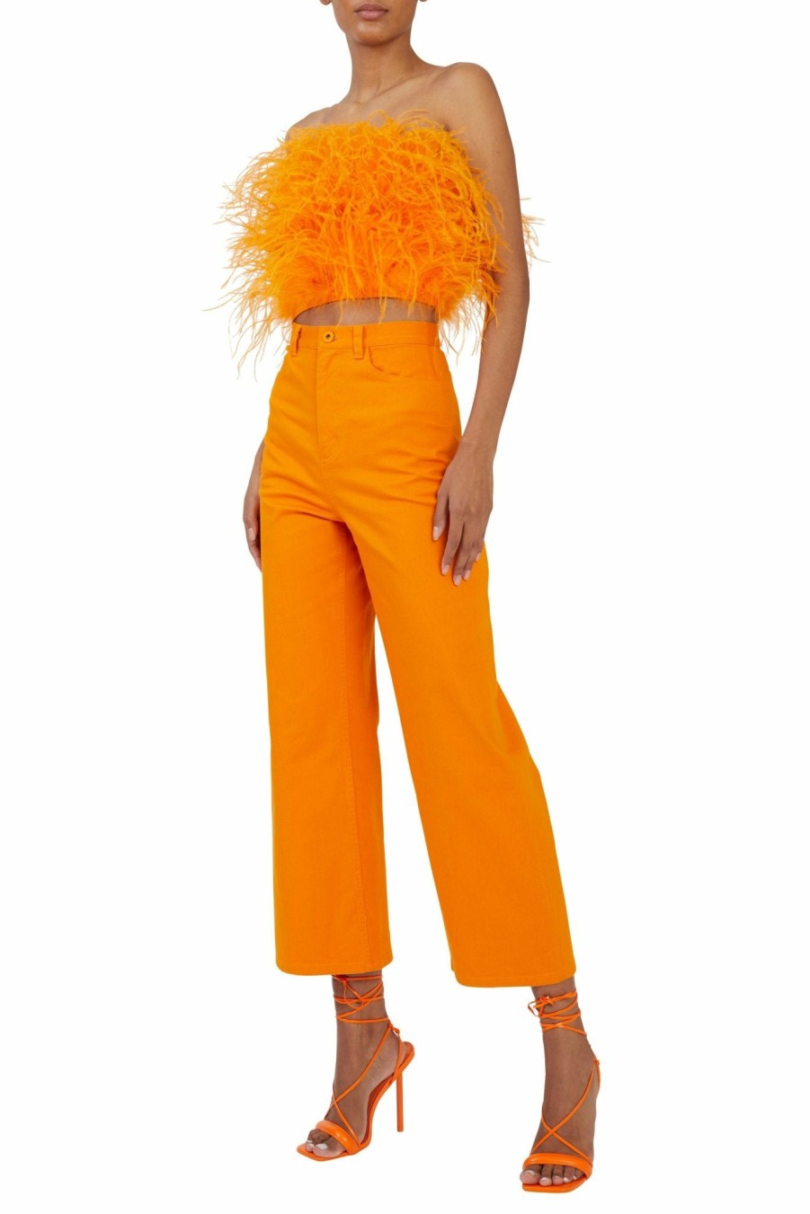 Bottoms LAPOINTE | Cotton Twill Wide Leg Jean Tangerine