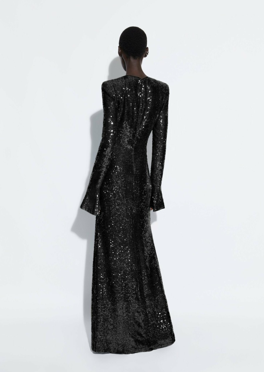 Dresses LAPOINTE | Sequin Flare Sleeve Dress Black