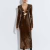 Dresses LAPOINTE | Sequin Midi Dress Bronze