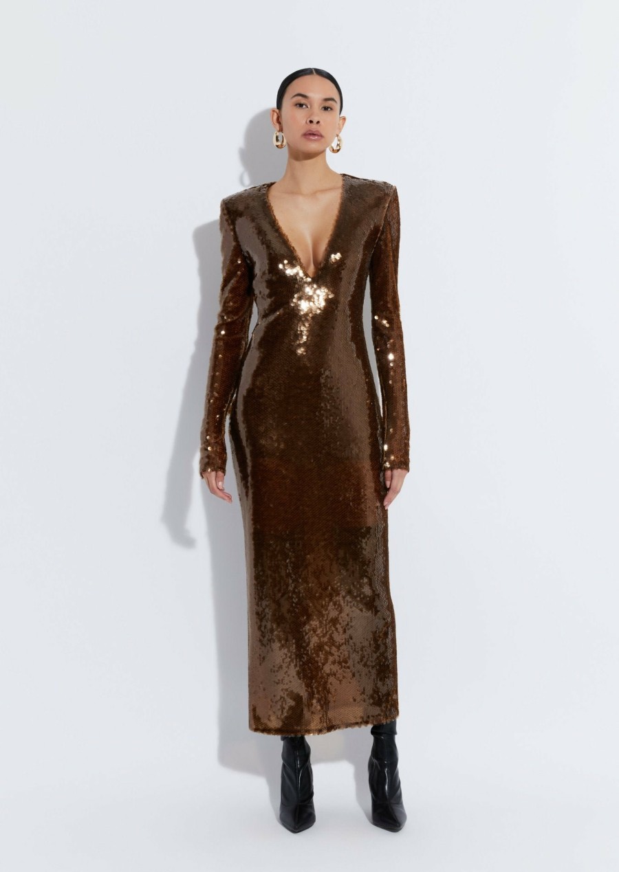 Dresses LAPOINTE | Sequin Midi Dress Bronze