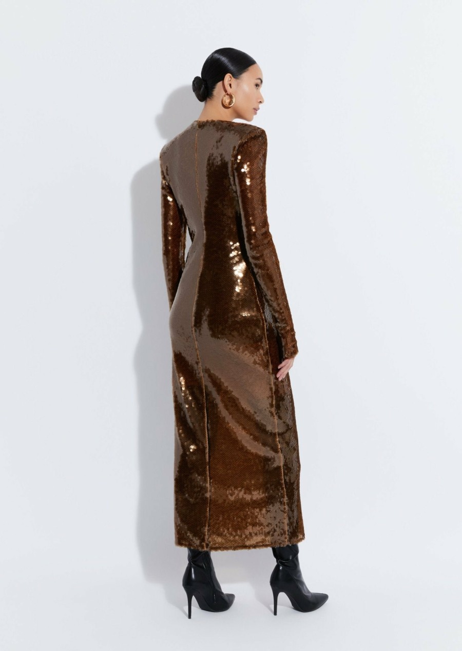 Dresses LAPOINTE | Sequin Midi Dress Bronze