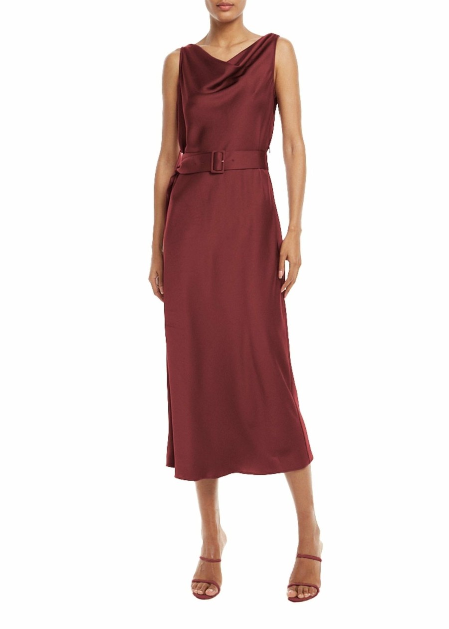 Dresses LAPOINTE | Satin Bias Belted Maxi Dress Merlot