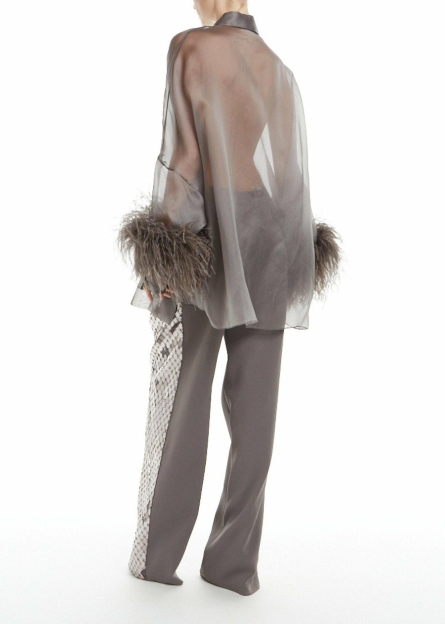 Bottoms LAPOINTE | Embroidered Slit Pant Steel