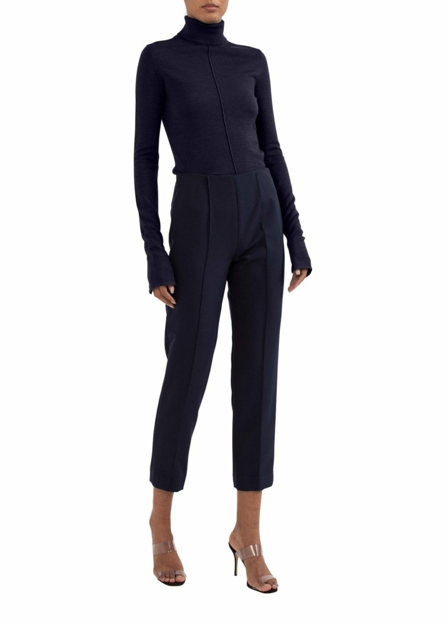 Bottoms LAPOINTE | Matte Crepe Pintuck Pant Navy