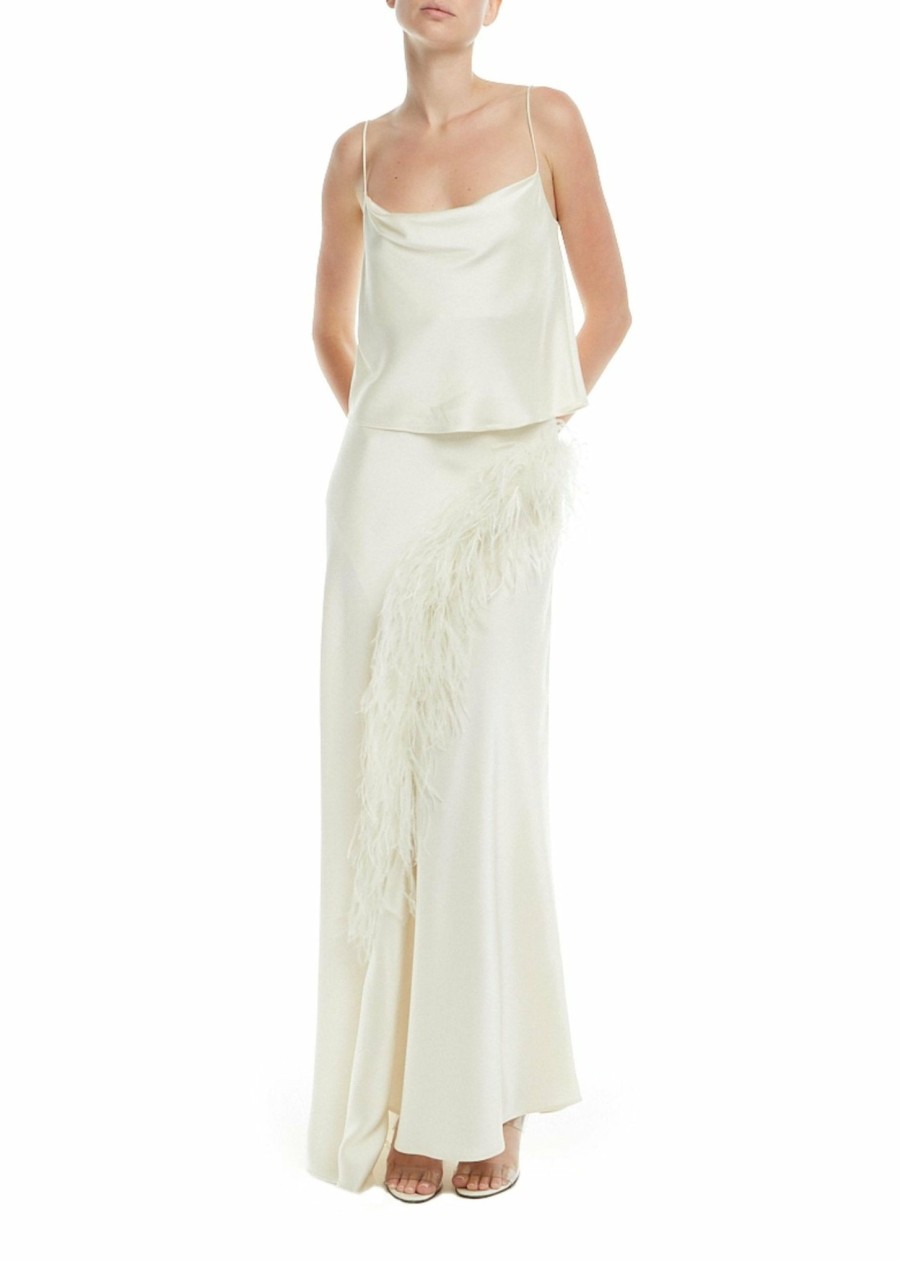 Bridal|Feathers|Bottoms LAPOINTE | Feather Asymmetrical Skirt Cream