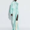 Bottoms LAPOINTE | Satin Asymmetric Maxi Skirt Seafoam