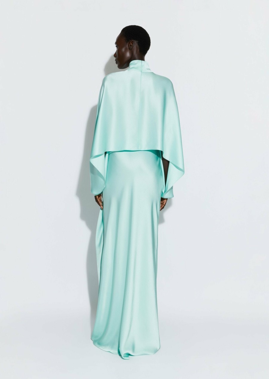 Bottoms LAPOINTE | Satin Asymmetric Maxi Skirt Seafoam