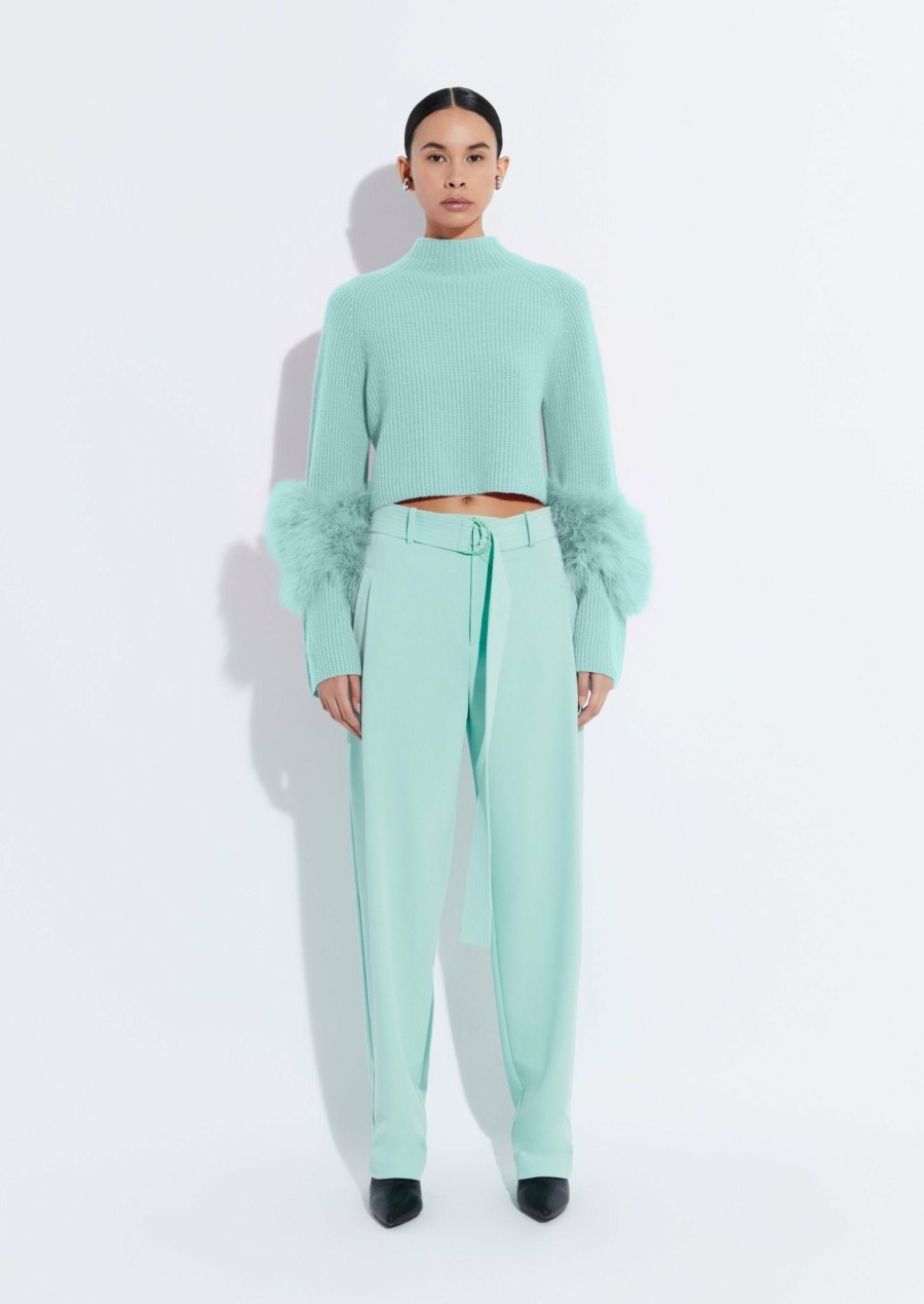 Bottoms LAPOINTE | Matte Crepe Belted Trouser Seafoam