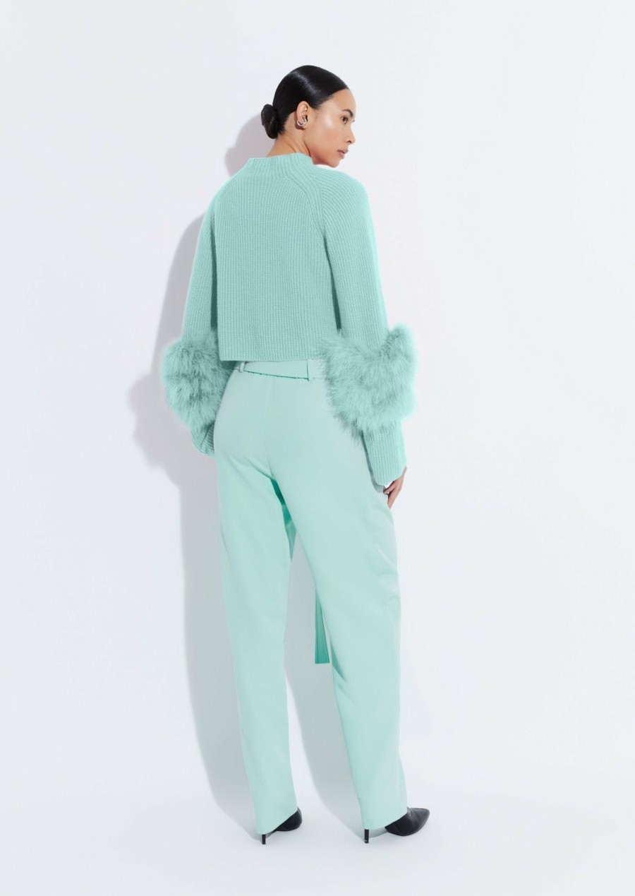 Bottoms LAPOINTE | Matte Crepe Belted Trouser Seafoam