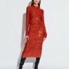 Knitwear|Bottoms LAPOINTE | Cashmere Sequin Midi Skirt Carnelian