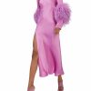 Feathers|Dresses LAPOINTE | Satin Bias Feather Dress With Slit Orchid