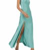 Dresses LAPOINTE | Satin Drape Neck Sleeveless Dress Sea Green