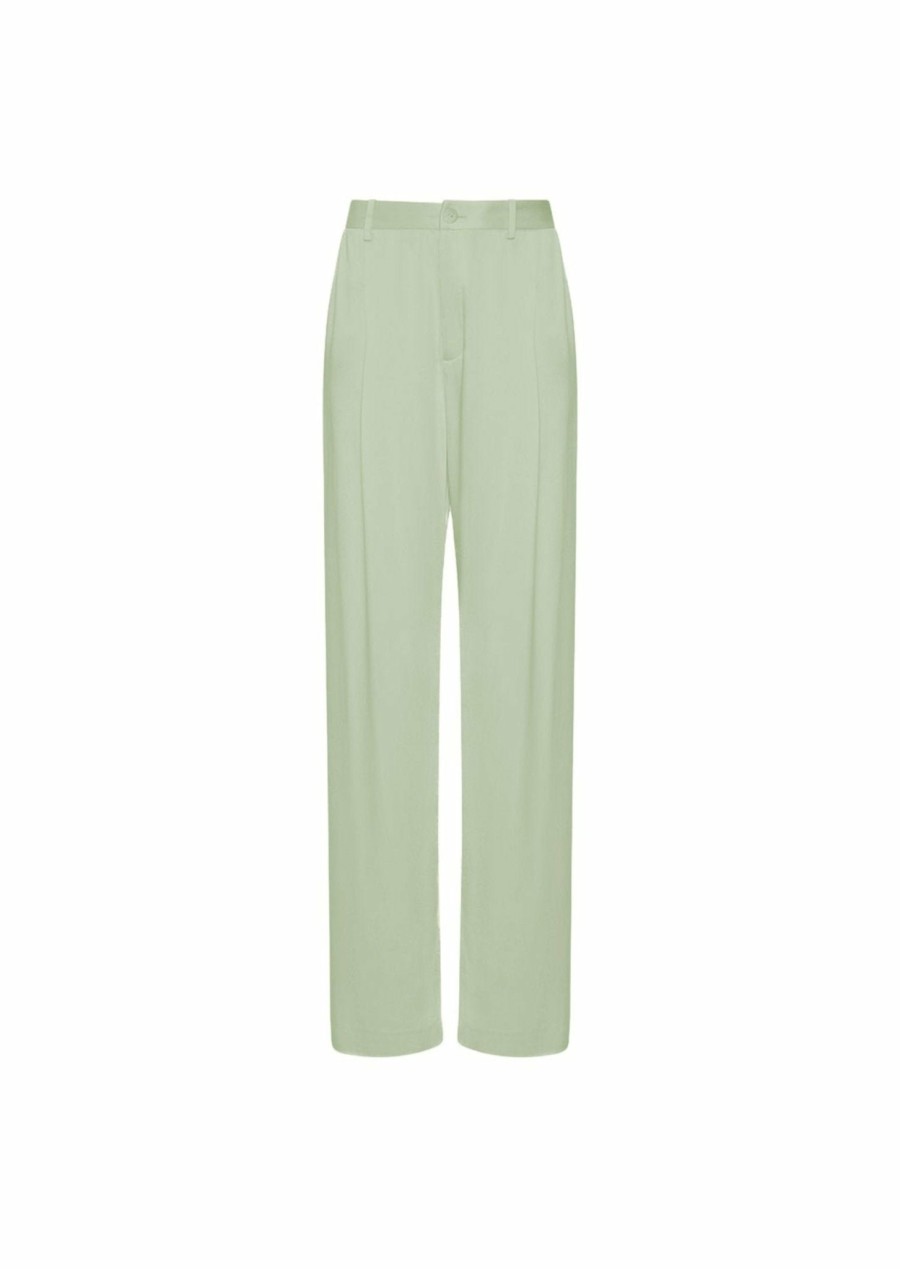 Bottoms LAPOINTE | Silky Twill Relaxed Pleated Pant Mint