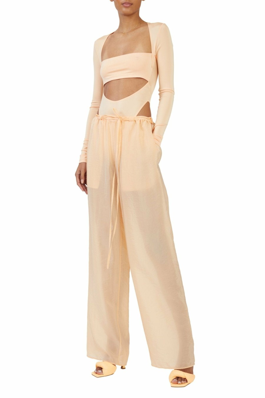 Bottoms LAPOINTE | Sheer Cupro Drawstring Pant Melon