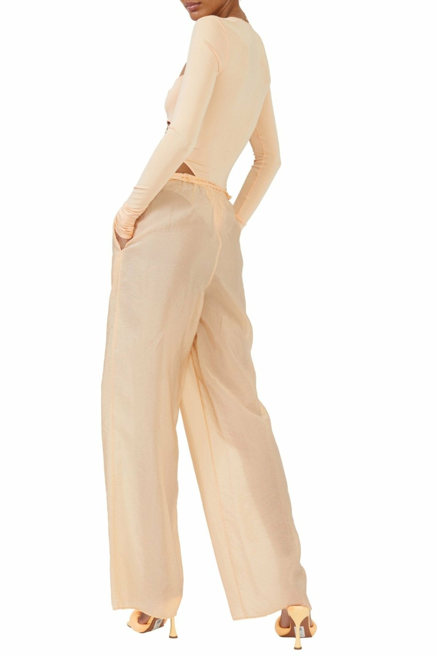 Bottoms LAPOINTE | Sheer Cupro Drawstring Pant Melon