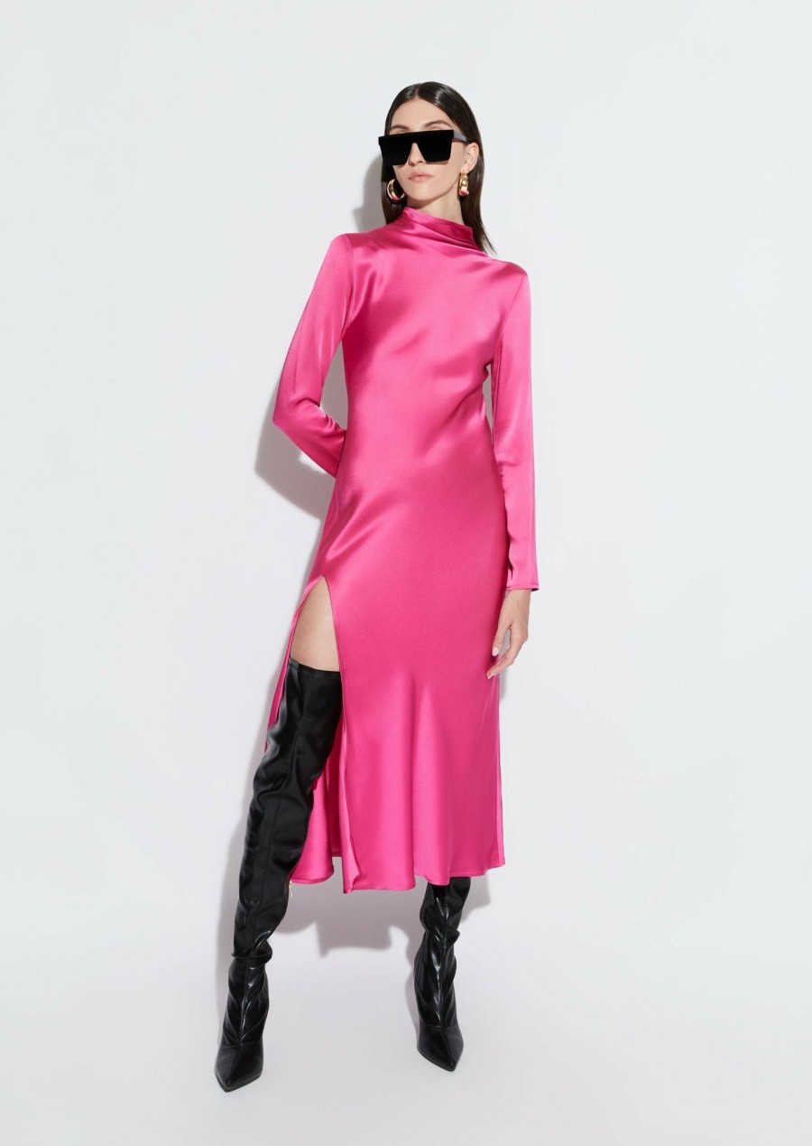 Dresses LAPOINTE | Satin Bias Dress With Slit Magenta