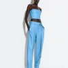 Bottoms LAPOINTE | Faux Leather Belted Trouser Sky Blue