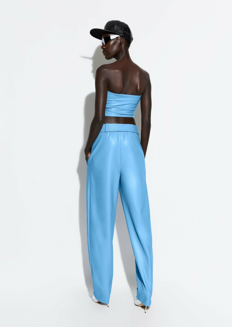 Bottoms LAPOINTE | Faux Leather Belted Trouser Sky Blue