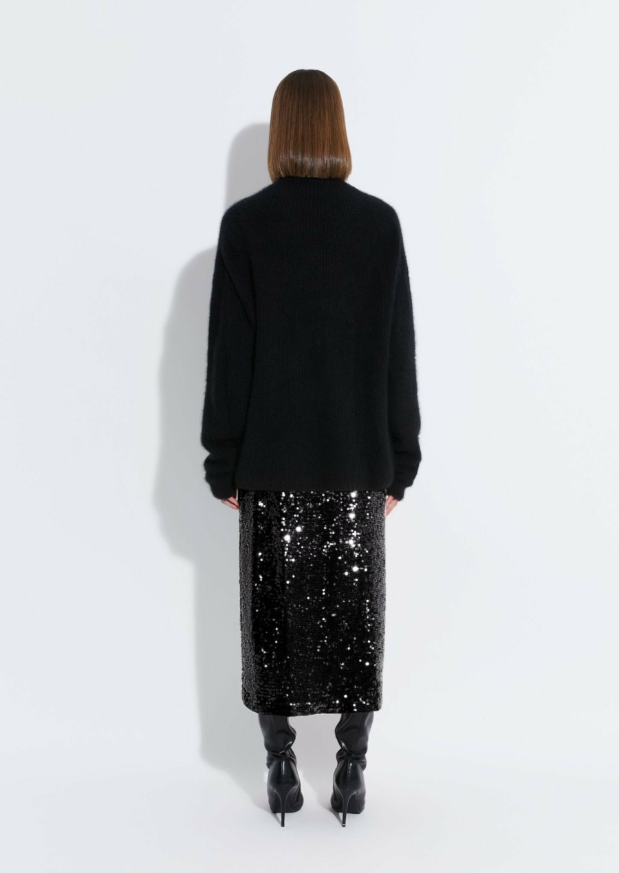 Bottoms LAPOINTE | Sequin Skirt With Slit Black