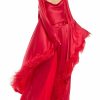 Feathers|Tops LAPOINTE | Satin Feather Caftan Cerise