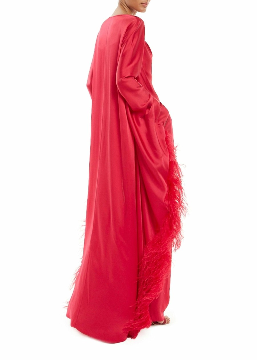 Feathers|Tops LAPOINTE | Satin Feather Caftan Cerise