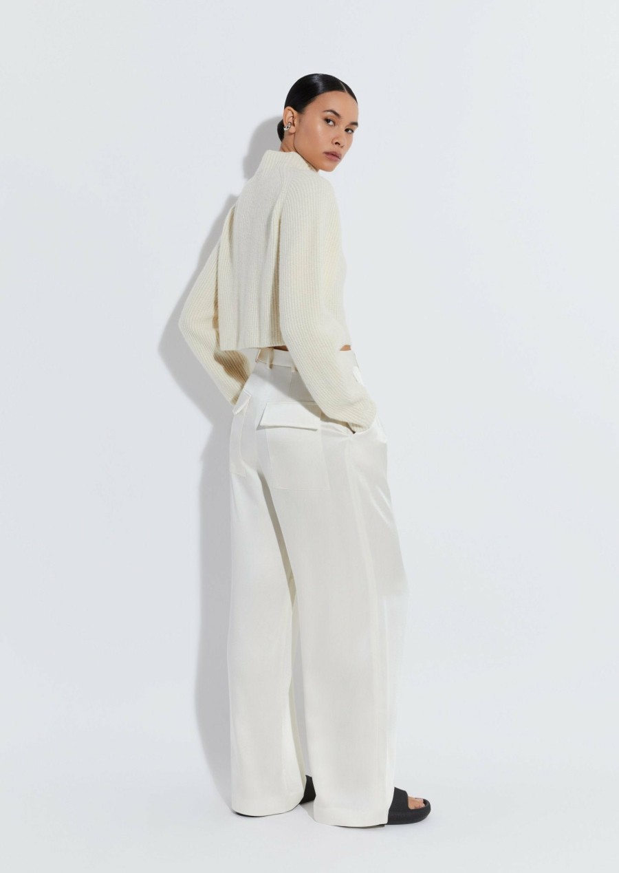 Knitwear|Tops LAPOINTE | Cashmere Silk Cropped Raglan Sweater Cream