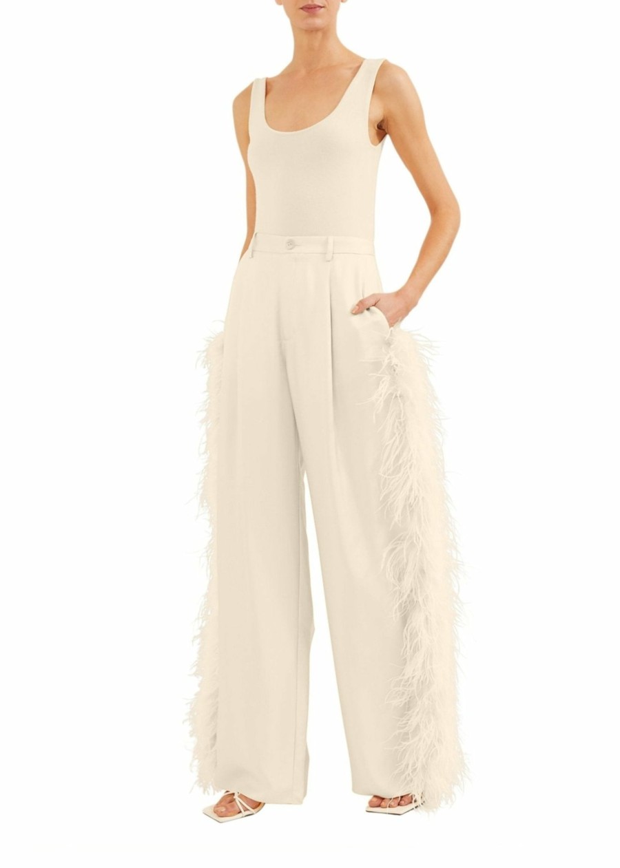 Bridal|Feathers|Bottoms LAPOINTE | Silky Twill Relaxed Feather Pant Cream