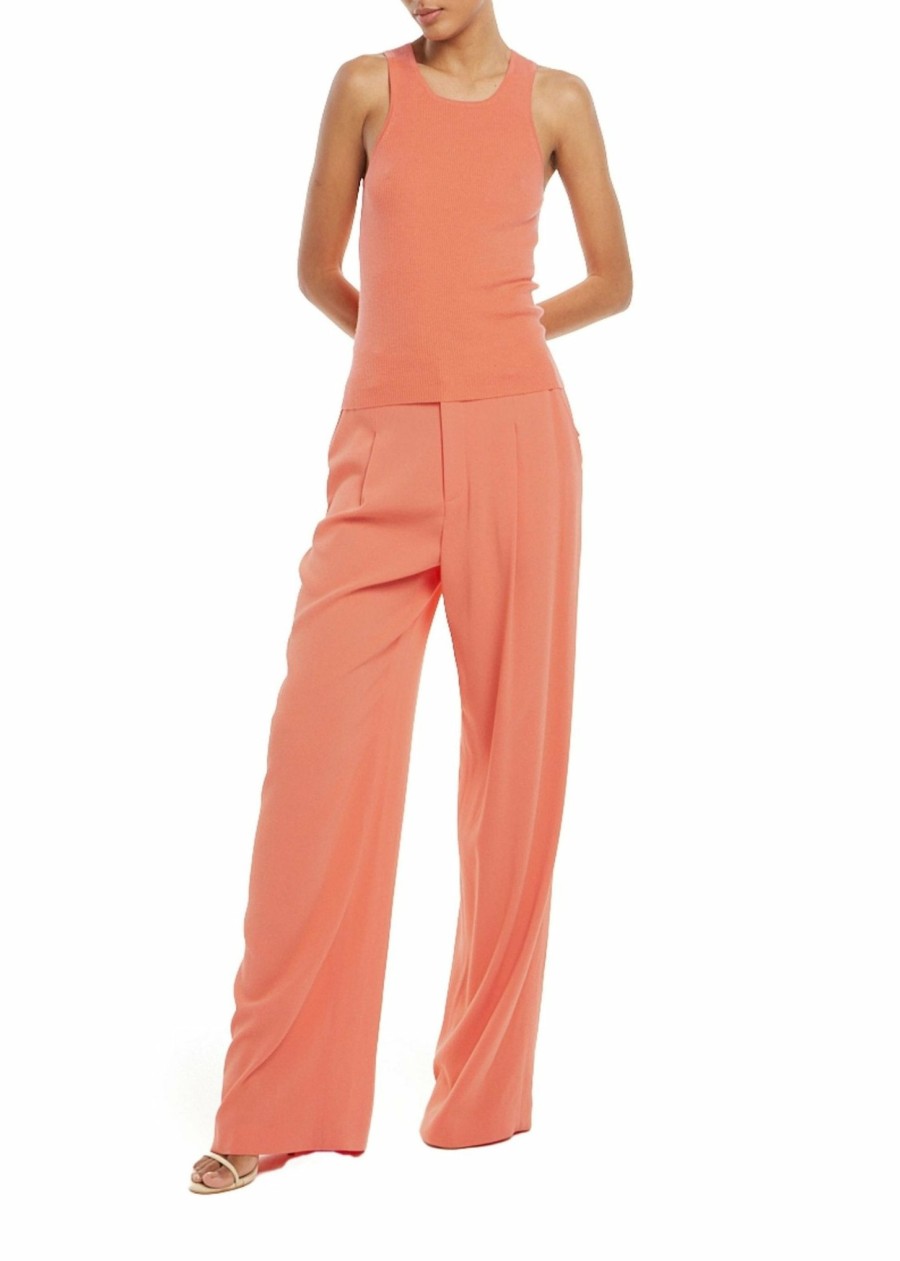 Bottoms LAPOINTE | Crepe Relaxed Pleated Pant Coral