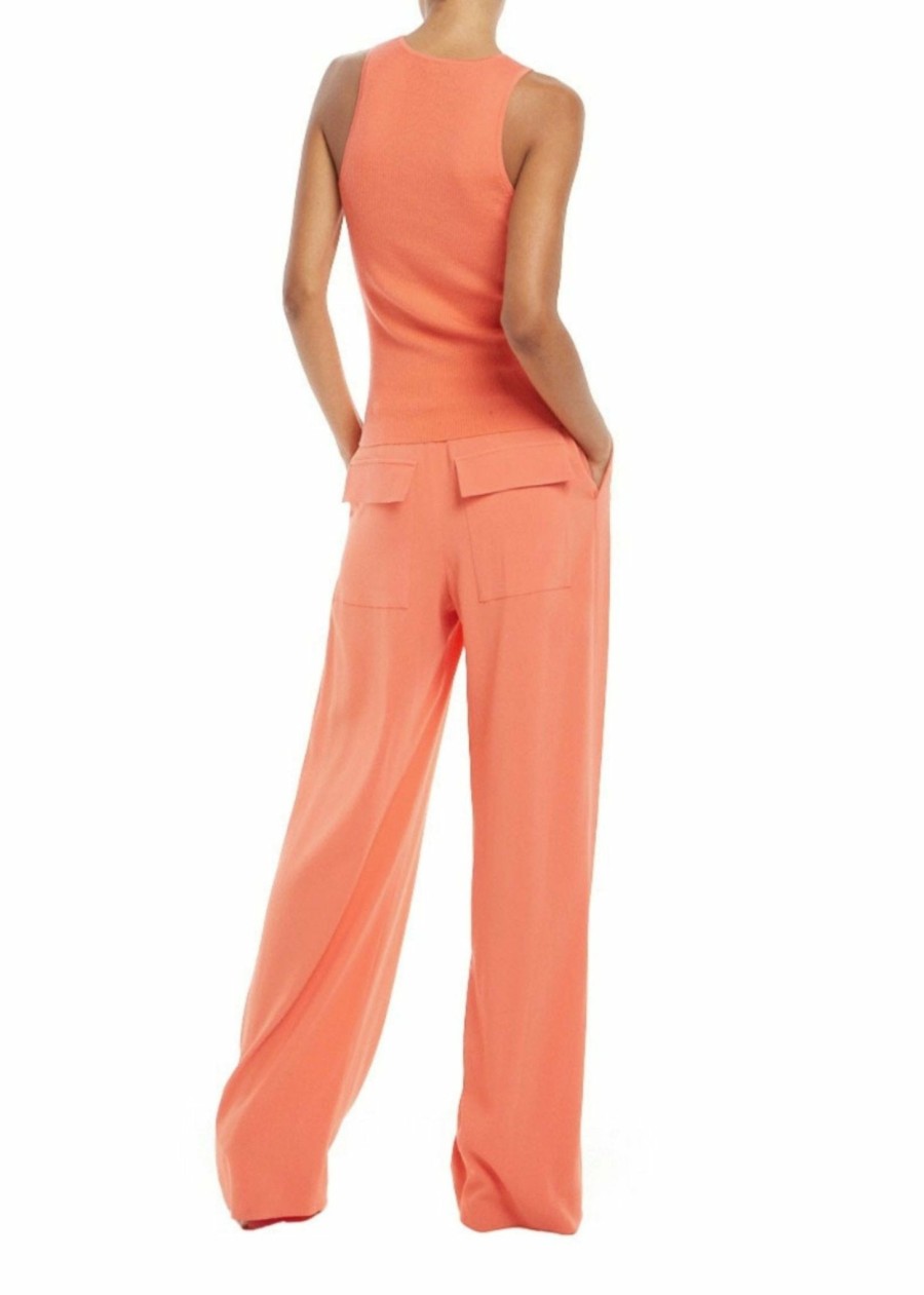 Bottoms LAPOINTE | Crepe Relaxed Pleated Pant Coral