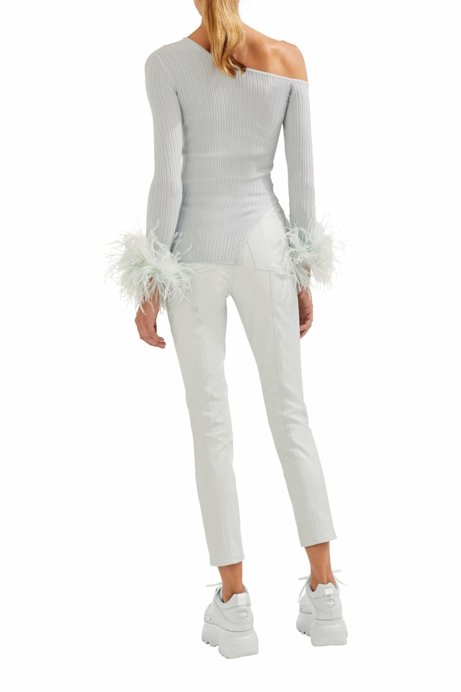 Knitwear|Feathers|Tops LAPOINTE | Cashmere Asymmetrical Feather Top Cloud